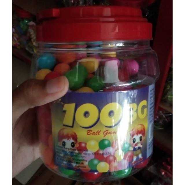 100 BG Permen Karet Warna Warni - 1 Toples / Bubble Gum Bulat Rainbow