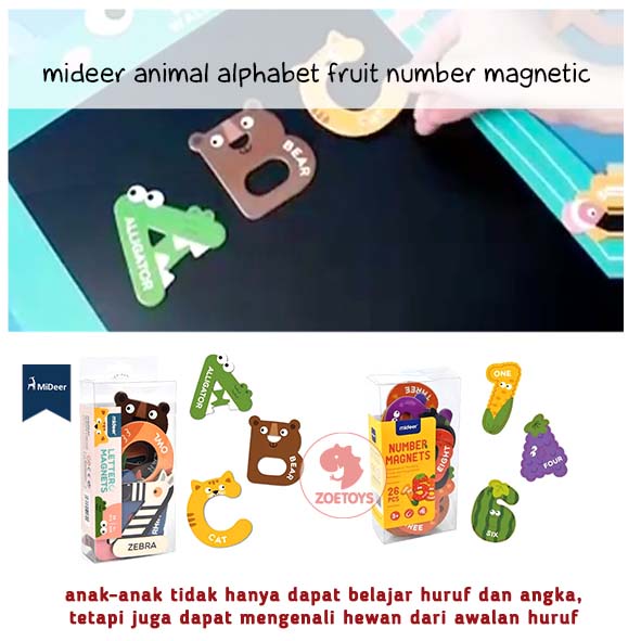 Zoetoys Mideer Animal Alphabet Fruit Number Magnetic | Tempelan Kulkas | Mainan Edukasi Anak | Cari Kado | Cari Kado Natal