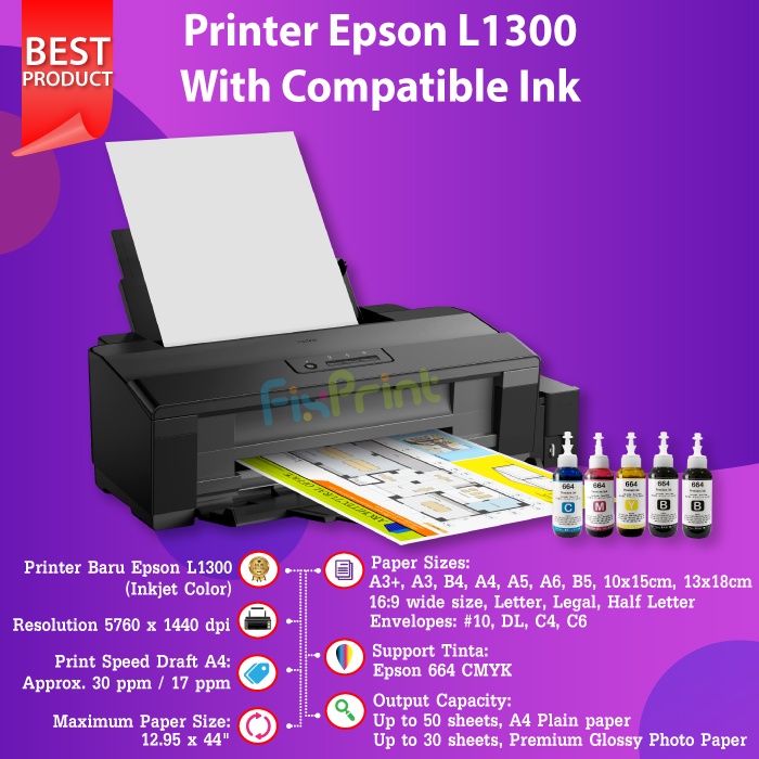 Printer Epson L 1300 Print Cetak A3+ L1300 InkTank GARANSI