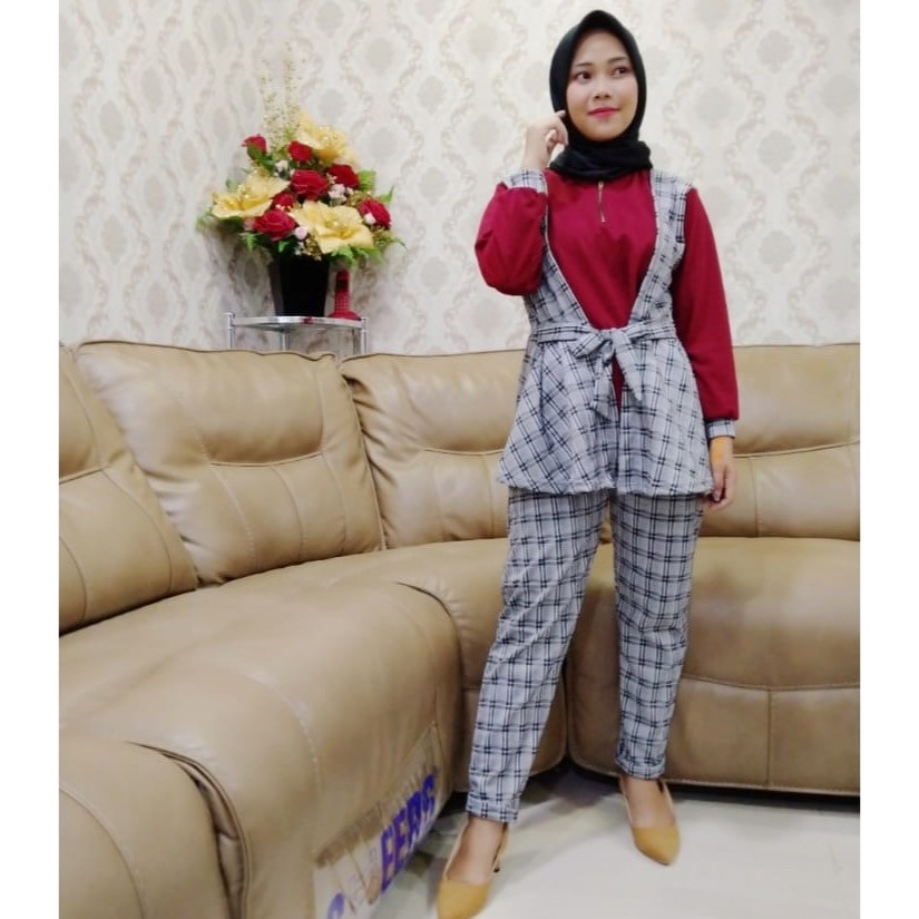 SETELAN CELANA TARTAN MIX GL FASHION