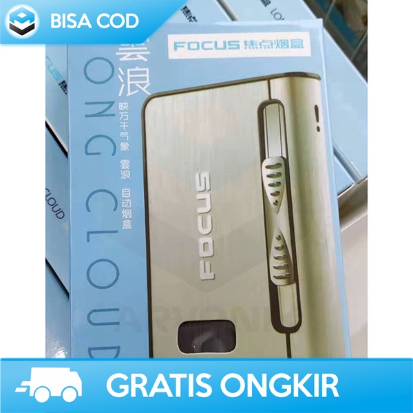 BUNGKUS BOX ROKOK METAL MEWAH FOCUS JD-YH002 10 SLOT DENGAN KOREK GAS