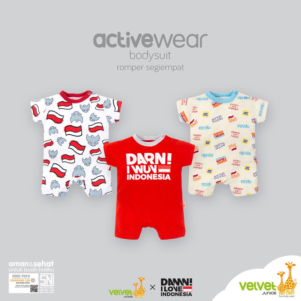 Velvet Junior ActiveWear BodySuit Romper Segiempat DILI