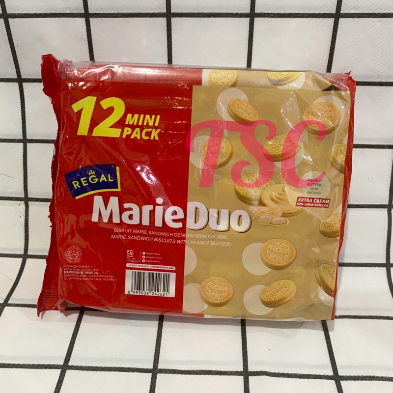 

Regal Marieduo 12 Mini Pack / Biskuit Marie Sandwich dengan Krim Kacang