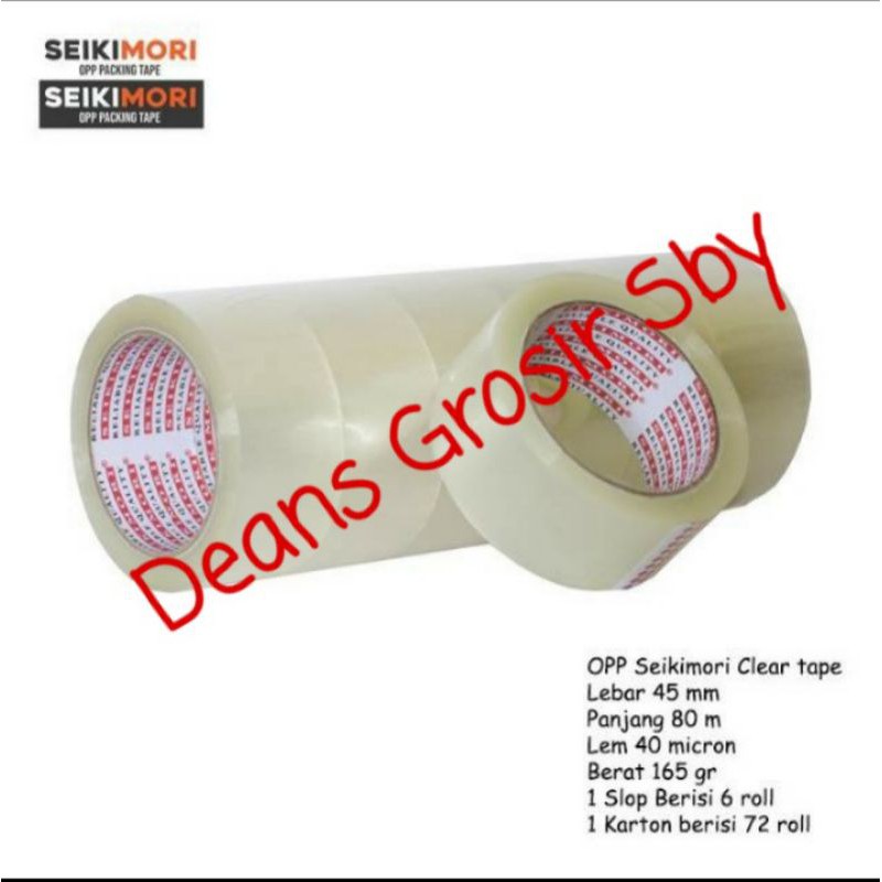 

Isolasi Lakban Perekat Tebal Murah kualitas premium Seikimori 45mmx100 yard -Bening