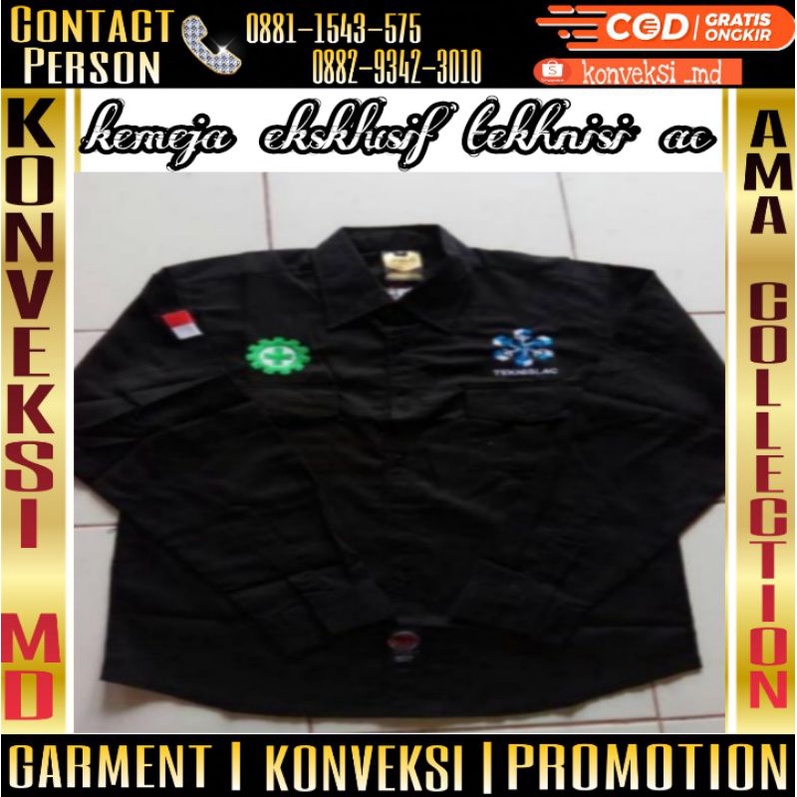 kemeja eksklusif teknisi AC/seragam eksklusif teknisi AC full bordir/teknisi ac
