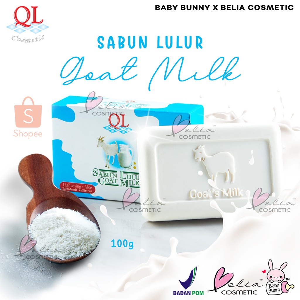 ❤ BELIA ❤ QL Cosmetic Sabun Lulur Goat Milk | Sabun Putih 100g ✔️BPOM | BABY BUNNY