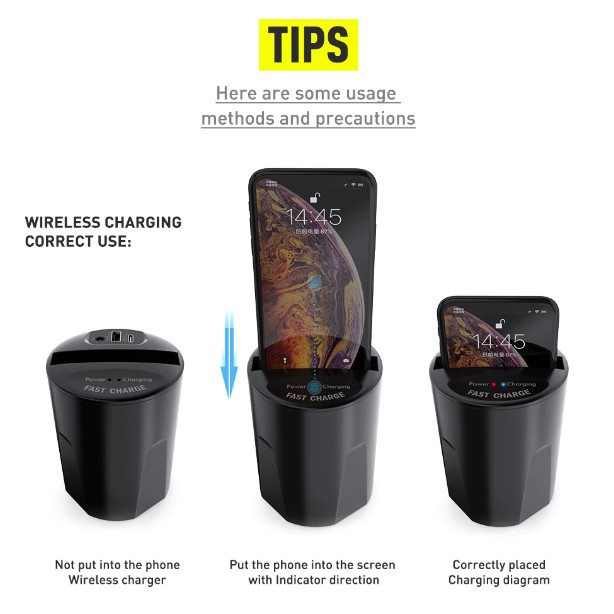 KEYSION 10W 7.5W Fast Wireless Charger for iPhone Android Car Cup Holder - bergaransi 6 bulan