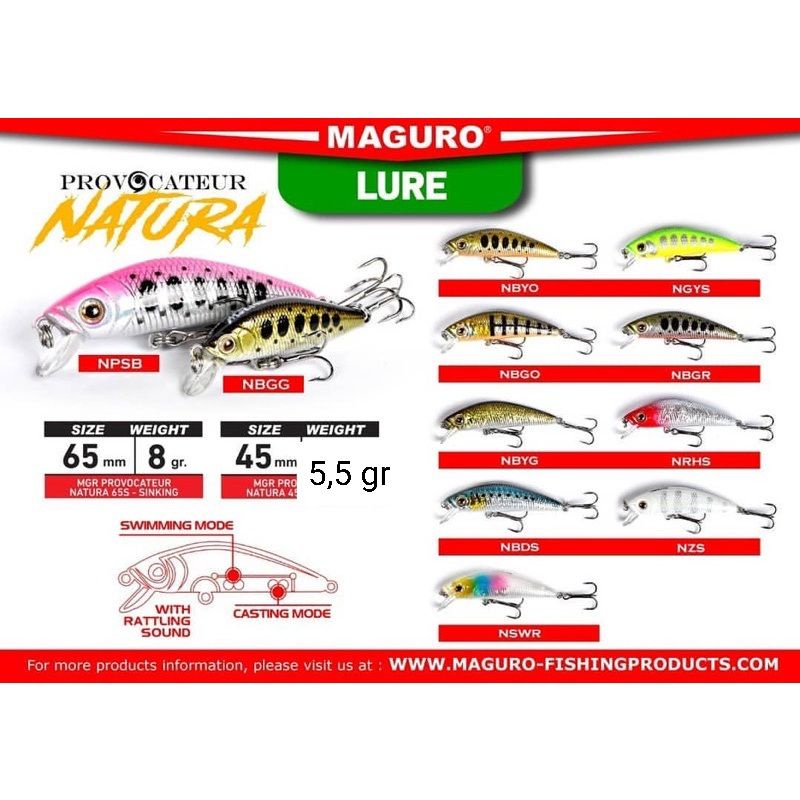 MINNOW MAGURO 45mm 5.5g, 65mm 8g