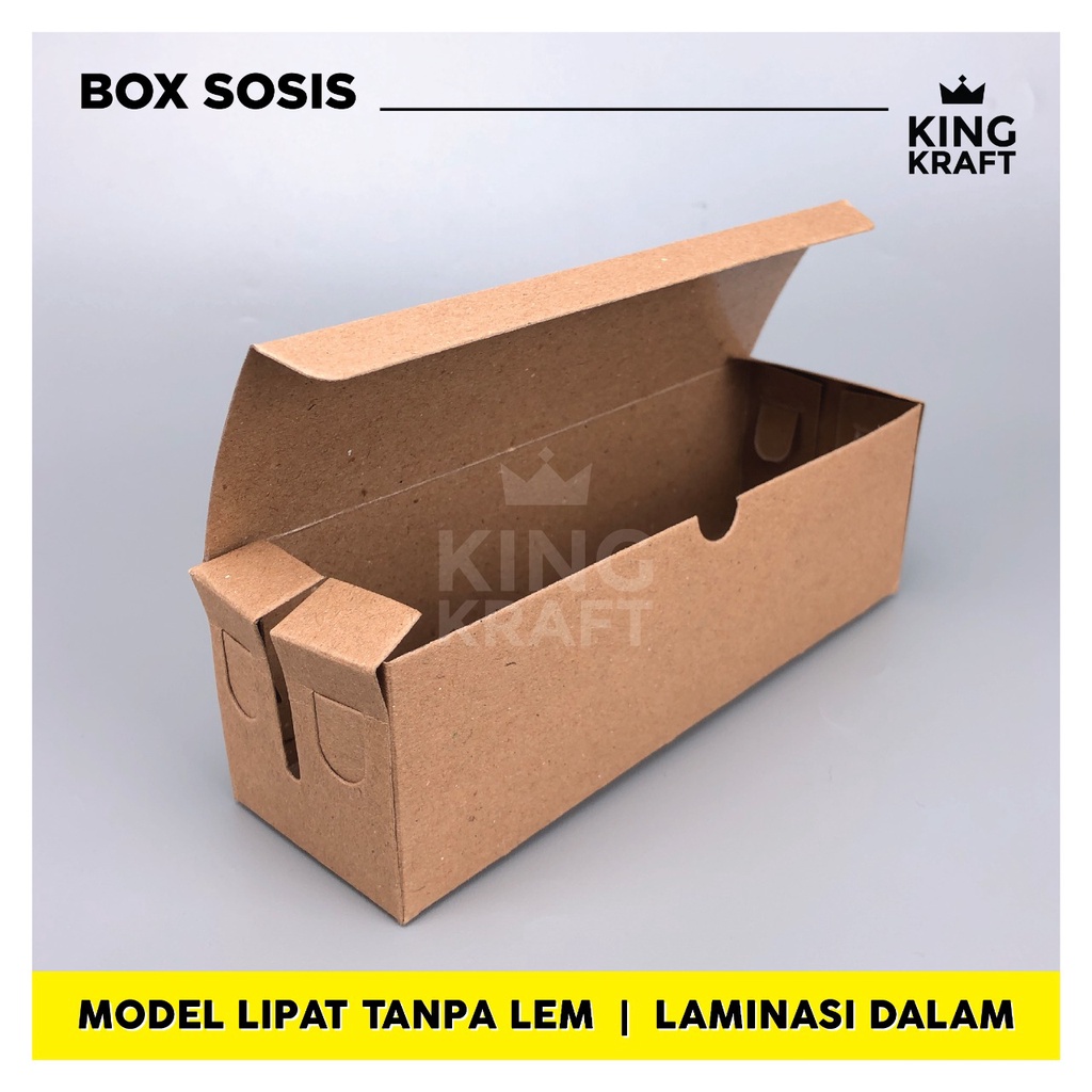 

SOSIS BOX SOSIS BAKAR PACKAGING SOSIS KRAFT LAMINASI ALAS MAKANAN TEMPAT SOSIS