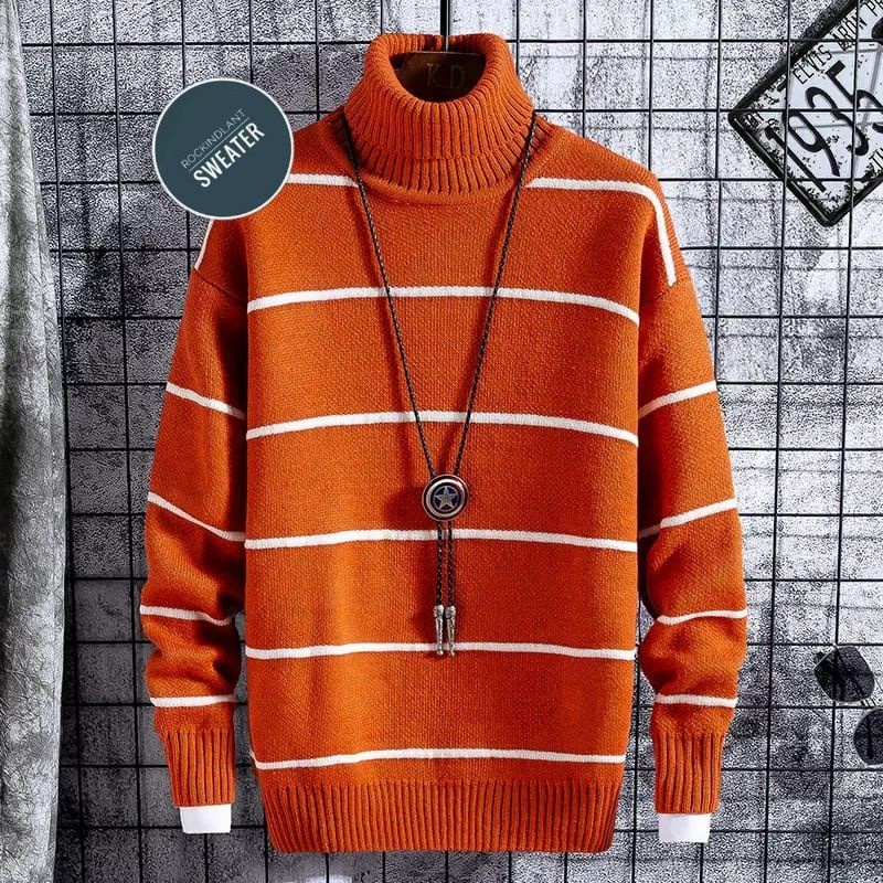 Sweater Turtelneck pria rajut cotton original