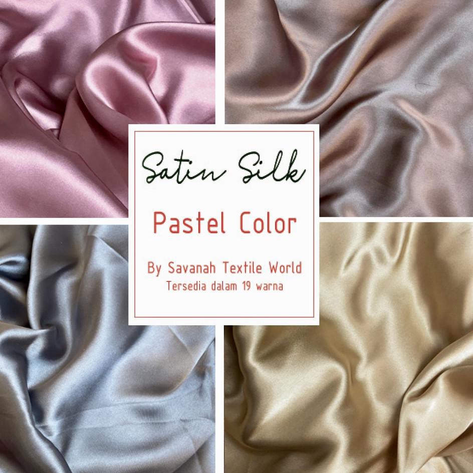 V342 6 1 2 Meter Kain Satin Silk Maxmara Sateen Sutra Premium Edisi Pastel Promo Shopee Indonesia