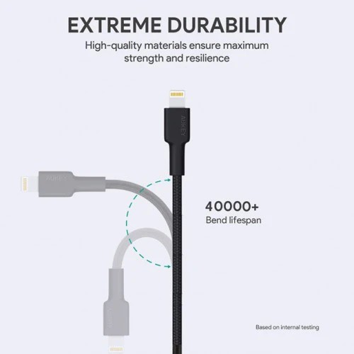 AUKEY CB-CL2- Braided Nylon USB-C to Lightning Cable - 2M