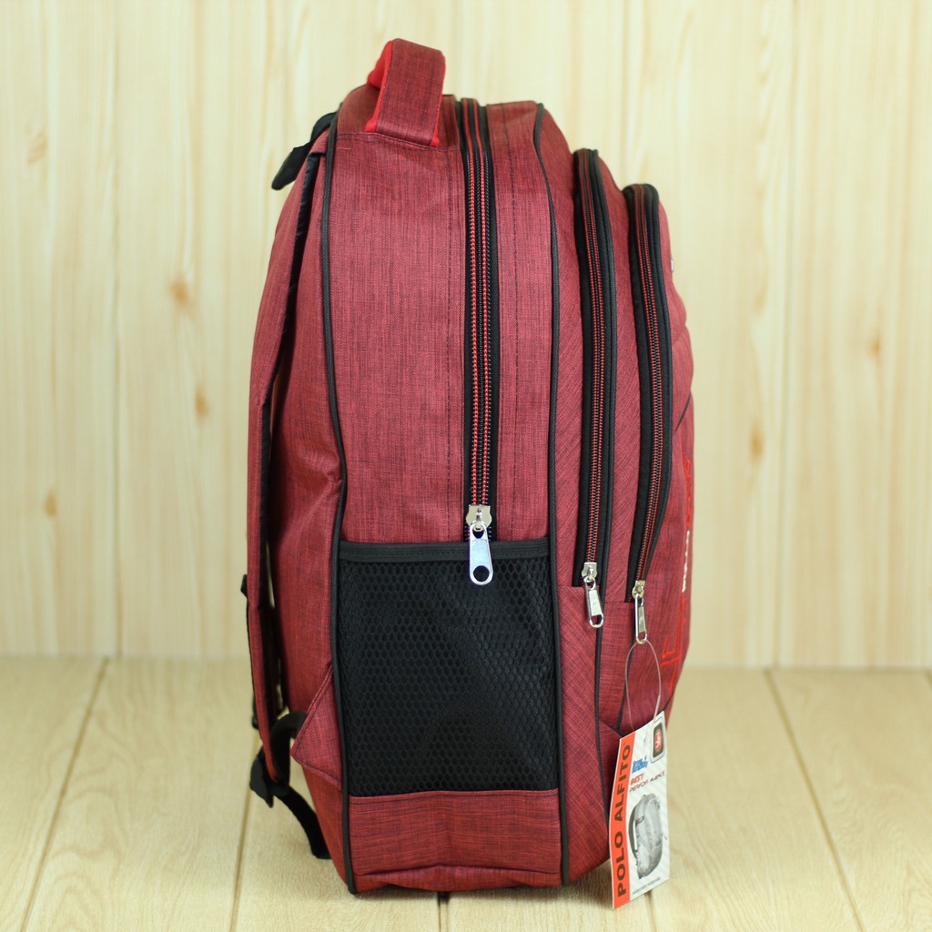 Back Pack Alfito Kotak Merah Tas Ransel Laptop Pria Trendy Berkualitas