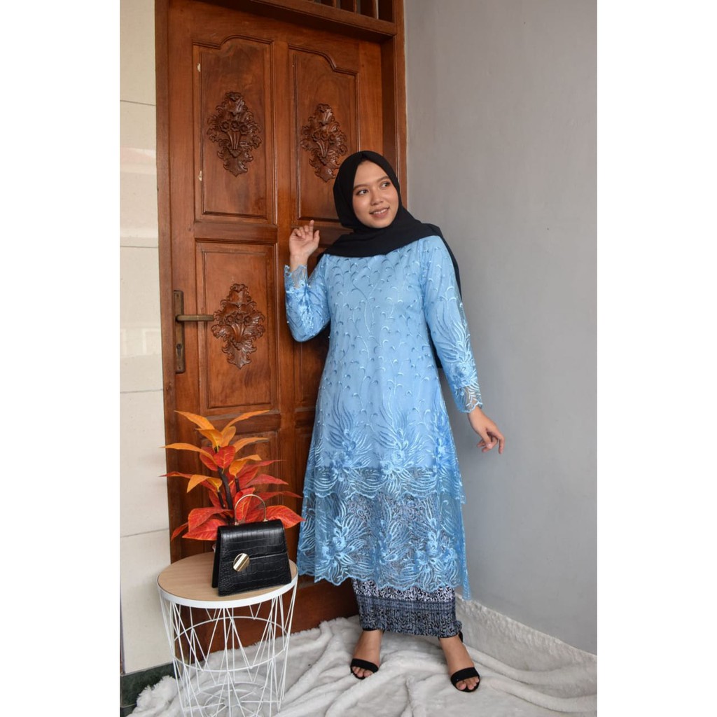 SET TUNIK TULLE MUTIARA BORDIR 2 LAYAR / SET TUNIK PESTA / SET TUNIK JUMBO