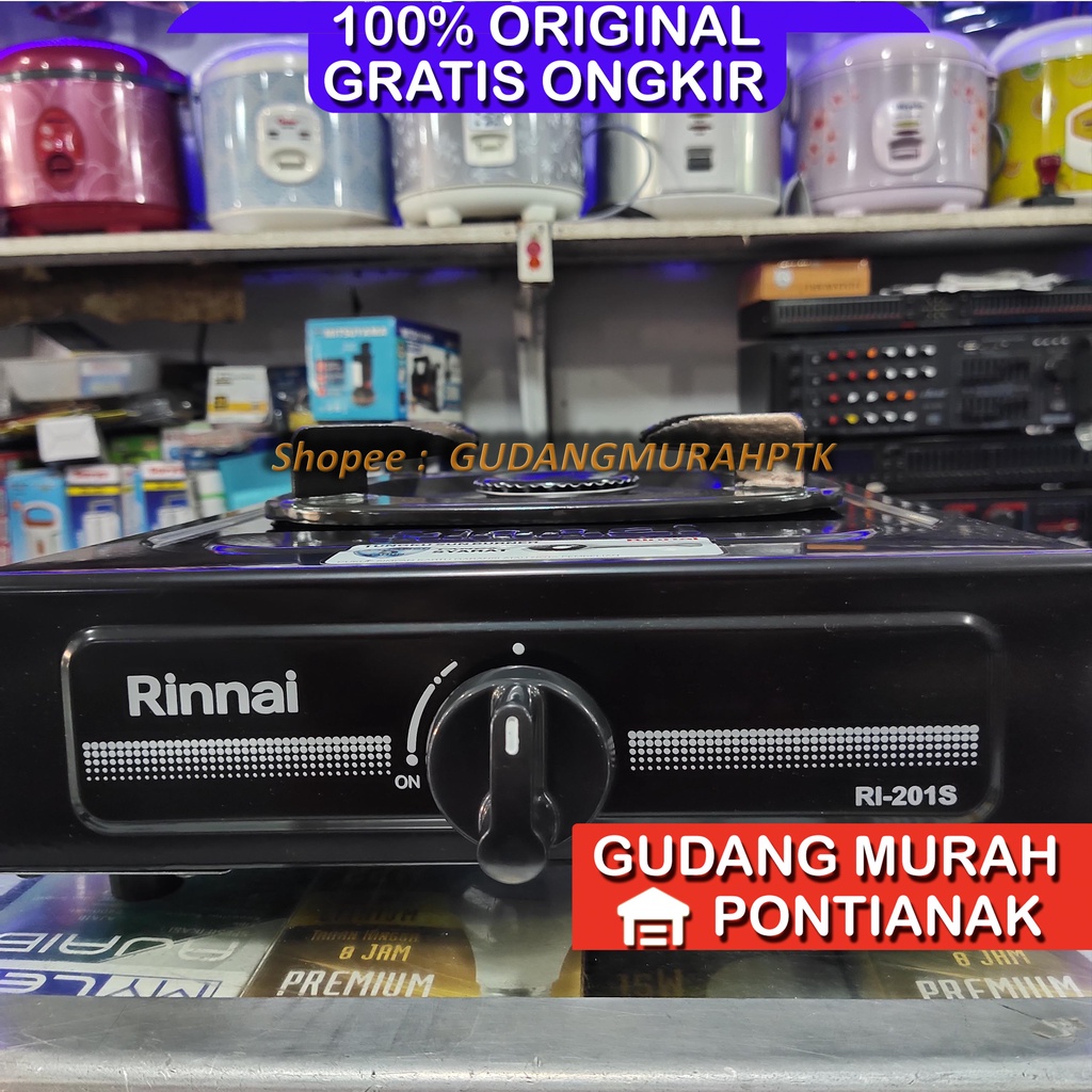 Kompor Gas Rinnai 1 Tungku Sun Burner Api Ekonomis Ri 201 S satu tungku api biru 201s