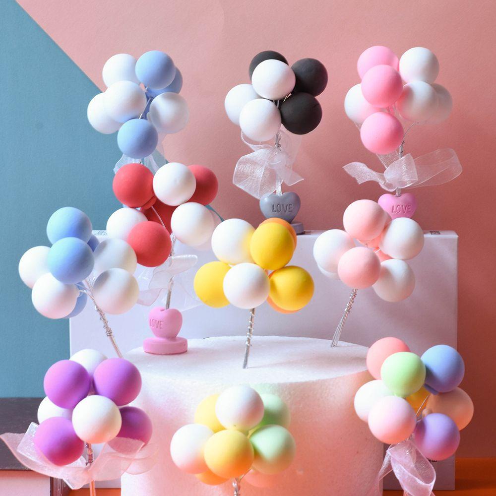 Solighter 8 Pcs Balon Hiasan Kue Kreatif Happy Birthday Pesta Pernikahan Perlengkapan Dessert Ornamen