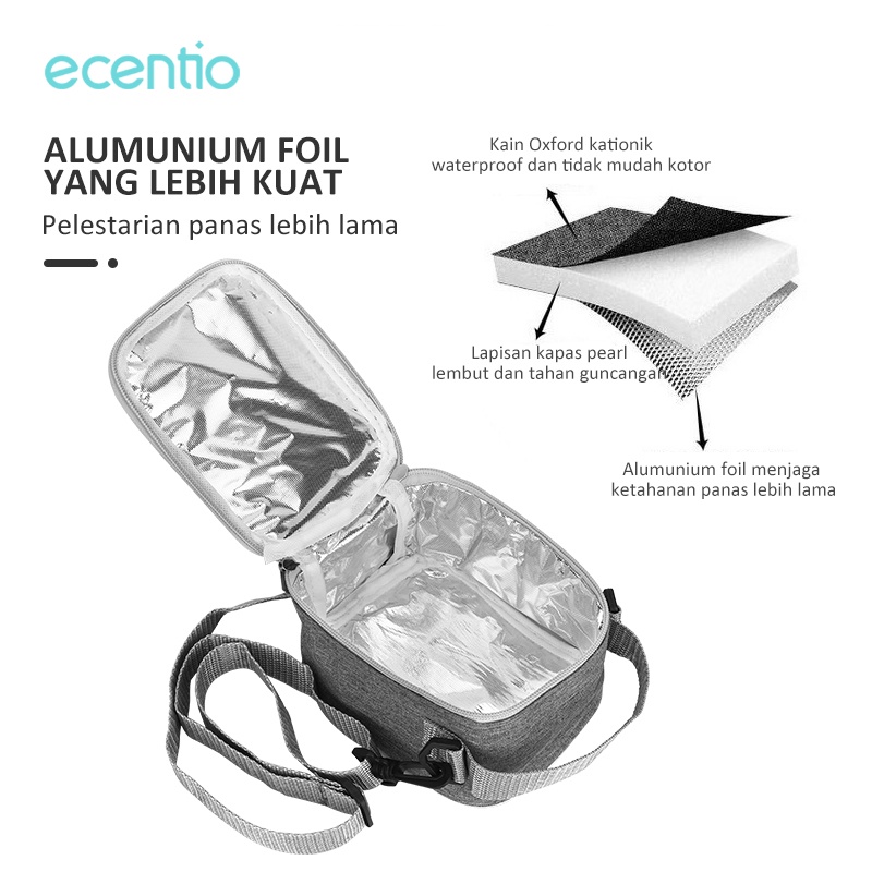 ecentio &amp; FOODI tas bekal makanan aluminium 580ml sup/tas bekal lunch bag/ tas cangkir sup aluminium 650ml/tas termos air panas portable/tas kotak makan set soup cup/lunch bag aluminium foil/tas Tempat makanan