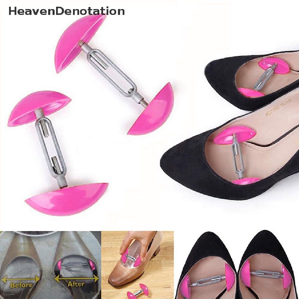 (Heavendenotation) 2pcs / Set Alat Peregang Sepatu Bahan Plastik Portabel Adjustable Untuk Pria / Wanita