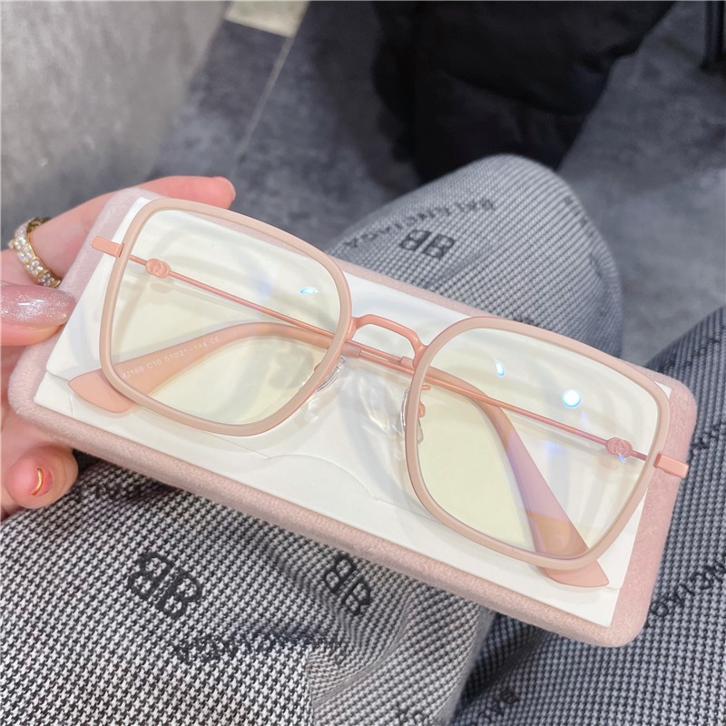 (YUZHU) TERSEDIA &amp; COD Oversize Frame Kacamata Anti Radiasi Wanita Kacamata Korea Fashion Cewek Eyeglasses