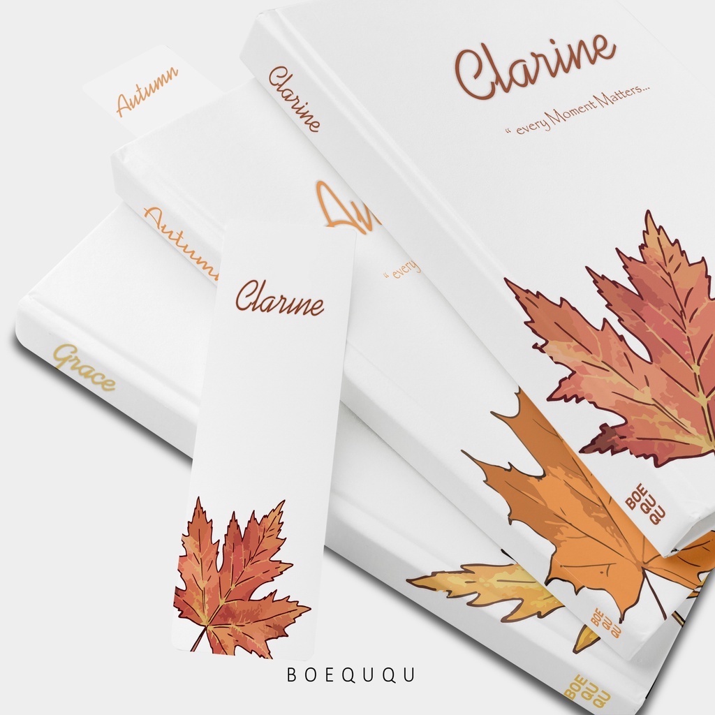 

Boeququ - Autumn Series Agenda Diary Book Custom Nama Quote / Notebook Hardcover Ukuran A5 A6 Isi 70