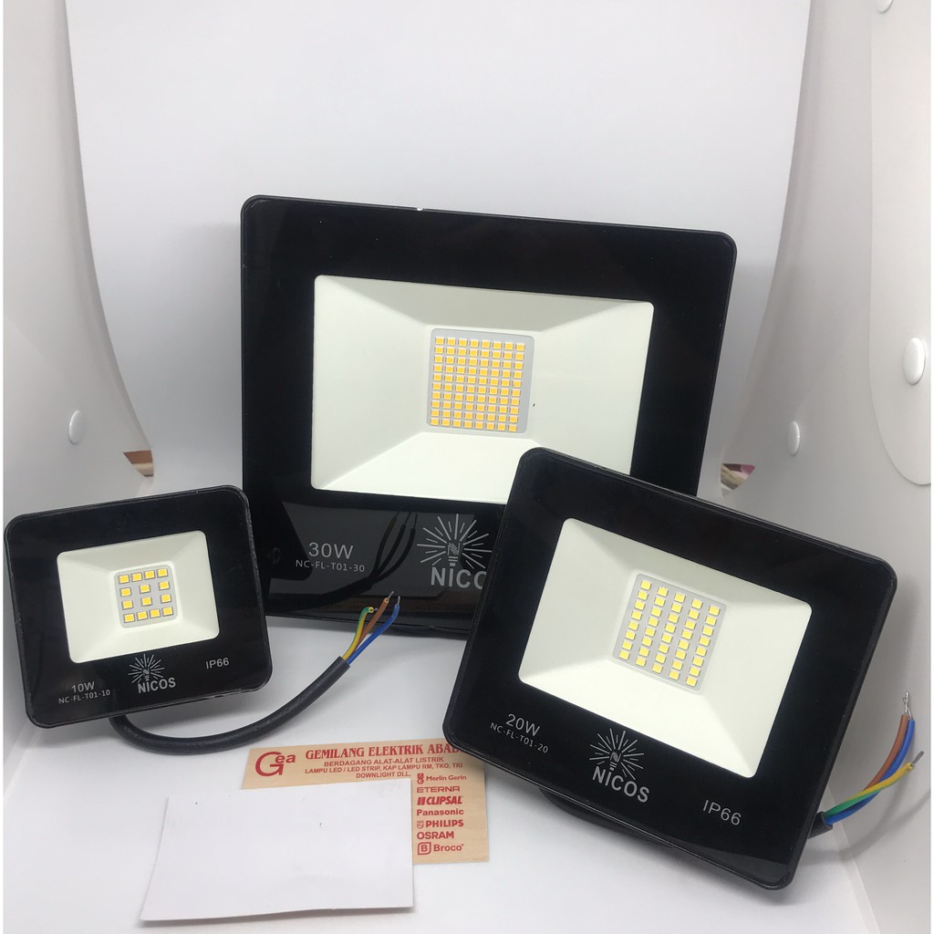 LAMPU LED SOROT / TEMBAK OUTDOOR IP 66 10WATT 10W 10 W 10 WATT FLOODLIGHT IP66 WATERPROOF NICOS