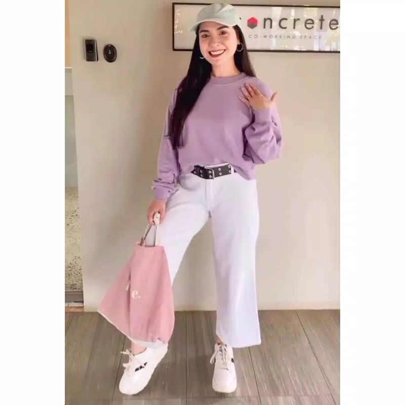 CELANA KULOT JEANS WANITA//HITAM PUTIH ARMY LILAC