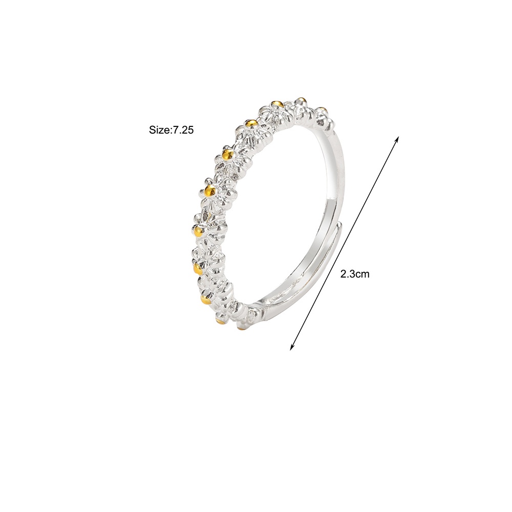 Cincin Model Terbuka Adjustable Desain Bunga Daisy Warna Putih Untuk Wanita