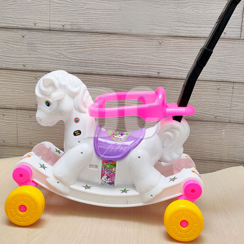 MAINAN KUDA DORONG - KUDA PONY GOYANG RIDE ON 2in1 Rocking Horse Mobil BIsa DInaikin Anak