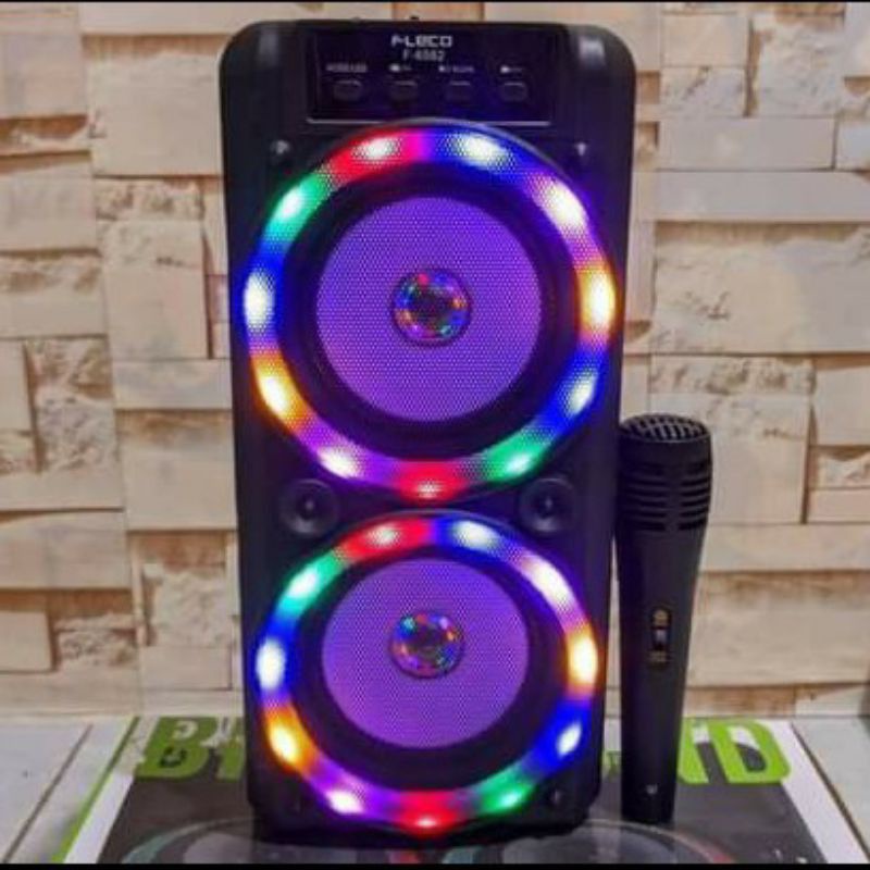 COD Speaker Fleco F-6581/F-6582/XTM  /SQRS -2009 LED Bluetooth Portabel Free Mic Karoeke mantap,salon aktif Super Bass