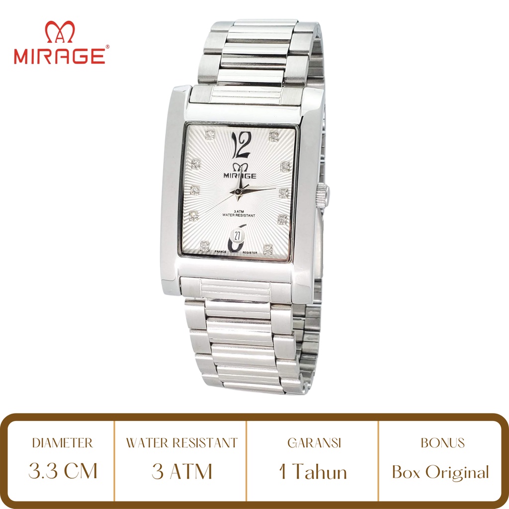 Mirage Watch Official Jam Tangan Pria Mirage Silver 7612 BSP M