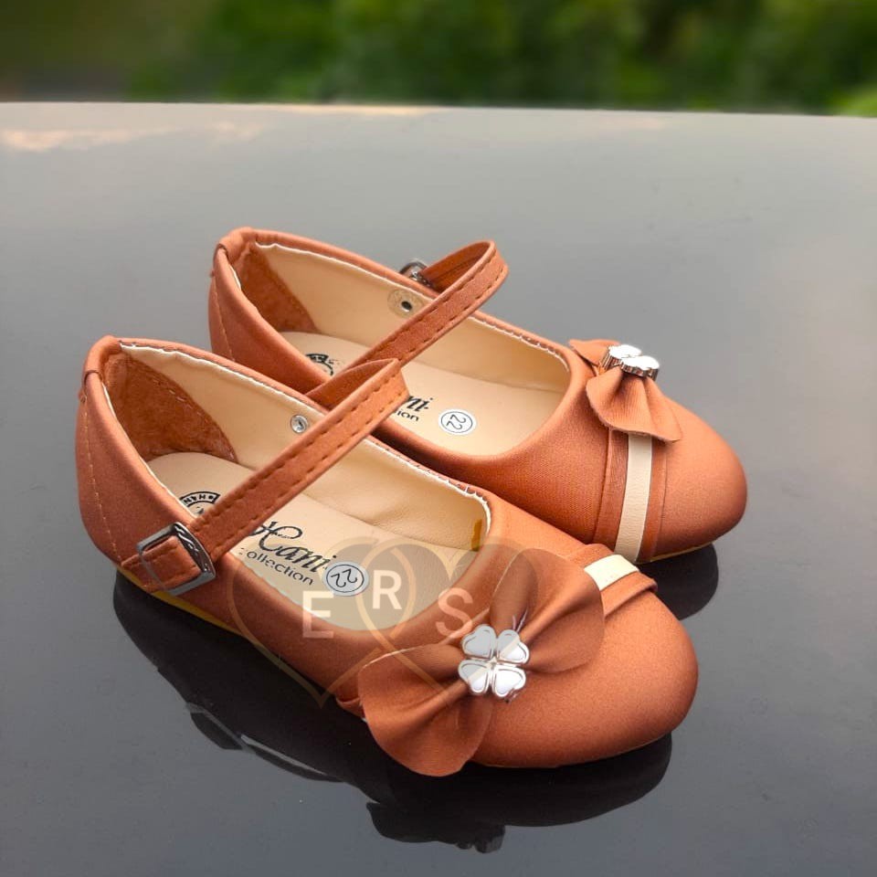 TOKOERS SBA01 26-30 Sepatu Balet, Flatshoes Anak Perempuan Umur 4 5 6 tahun - Motif Pita Marun