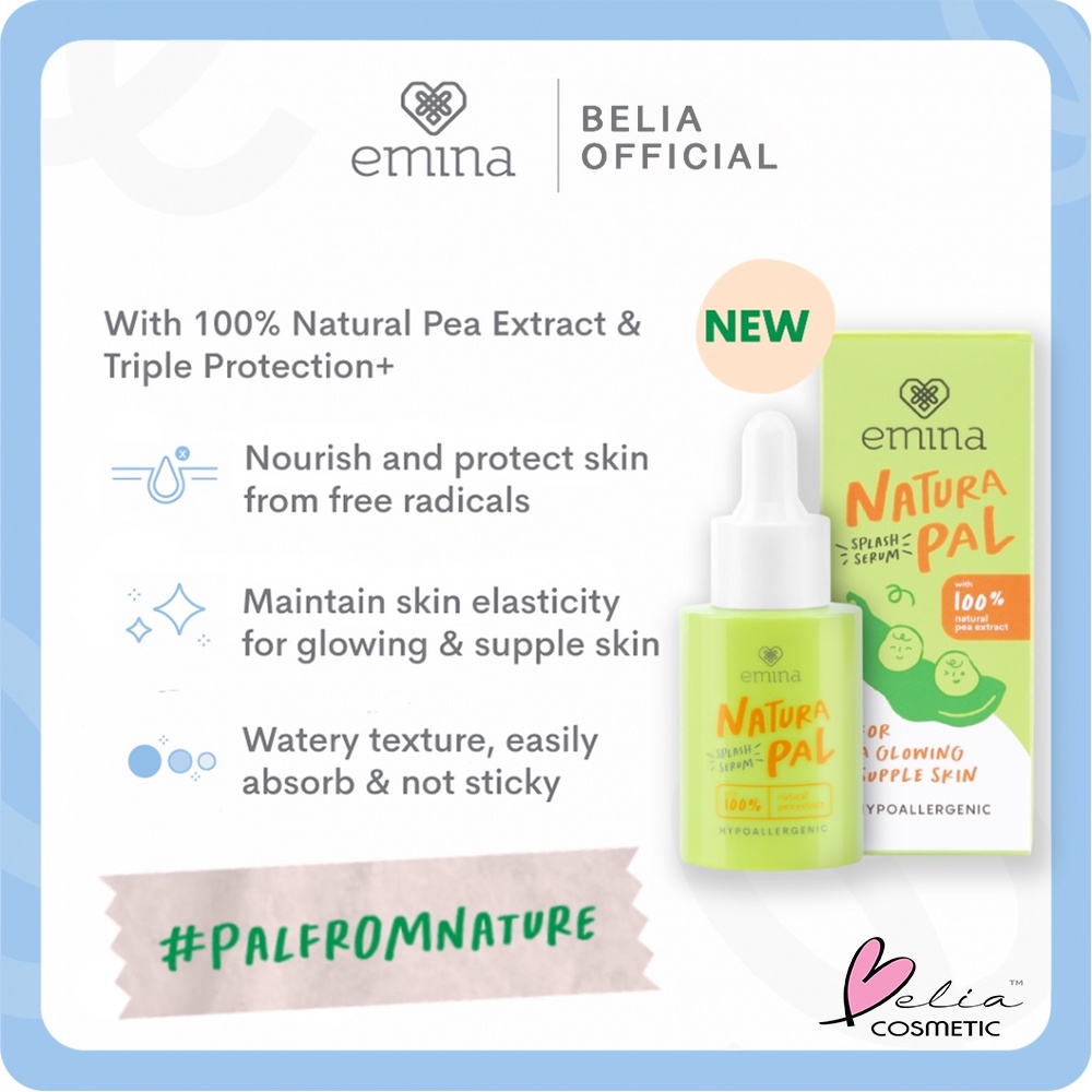 ❤ BELIA ❤ EMINA Natura Pal Toner Essence | Serum | Gel Cleanser | Gel Moisturizer | Perawatan Wajah | BPOM