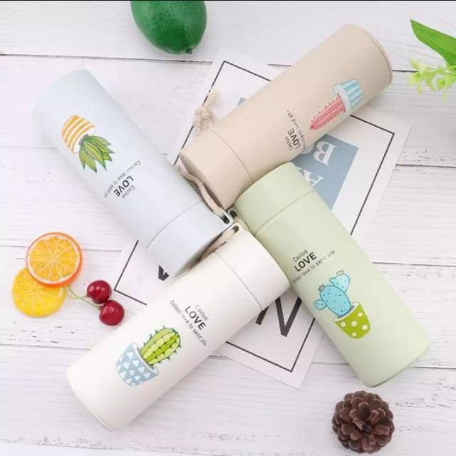 MARKASSHOP66--BOTOL KACA Unik Motif Tanaman Kaktus 400 ML