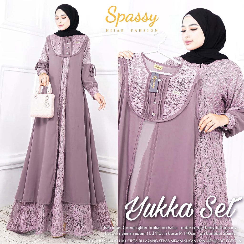 Yukka Set Spassy / Dress Brukat / Gamis Brokat / Gamis Mewah / Gamis Kondangan