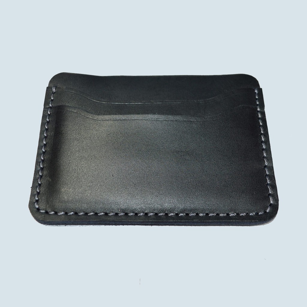 dompet kartu minimalis kulis asli - slim wallet dompet tipis hitam