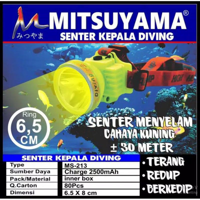 senter kepala cahaya kuning diving