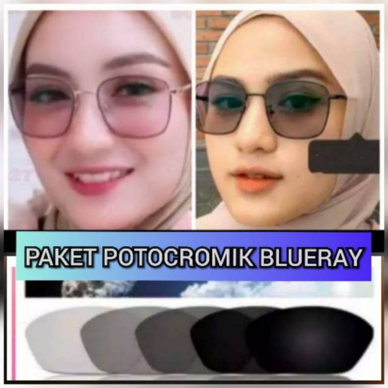 kacamata lensa bluecromic atau photocromic blueray bisa normal minus plus cilinder tergantung permintaan sampai minus 5 cyl 2 harga masih sama tulis saja pesanan kaka di catatan saat order free box lap cairan pembersih kode 6639 size 52-18-138