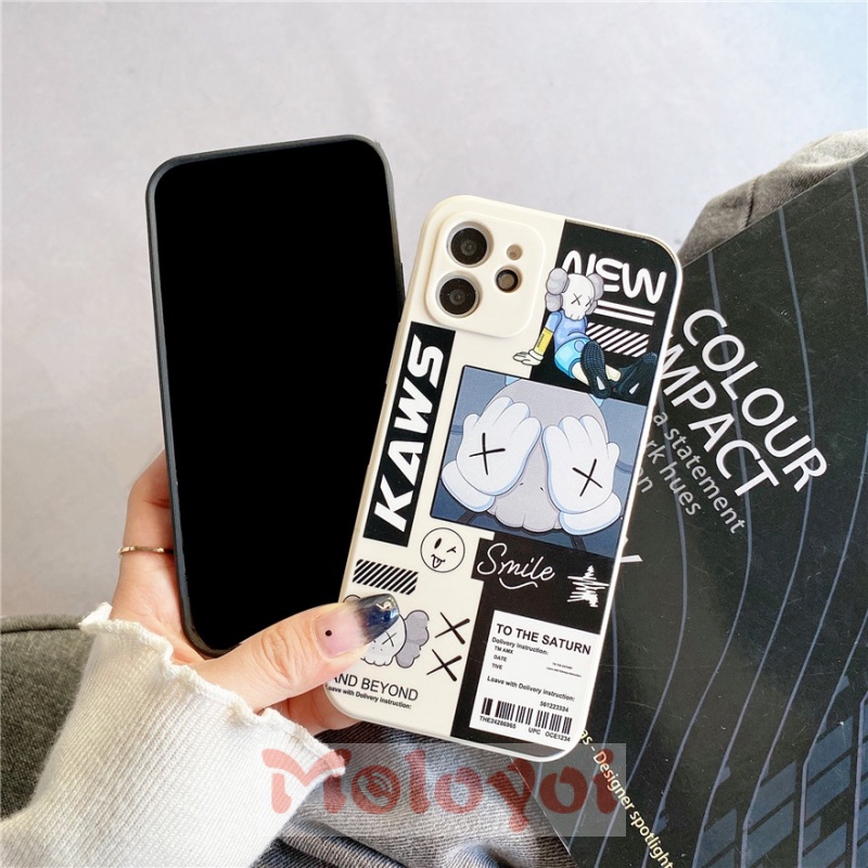 KAWS Case iPhone iPhone 6 6s 7 8 SE 2020 iPhone 13 12 11 Pro Max X XR XS max Side Stripe Case Cute Cartoon Soft TPU Back Cover