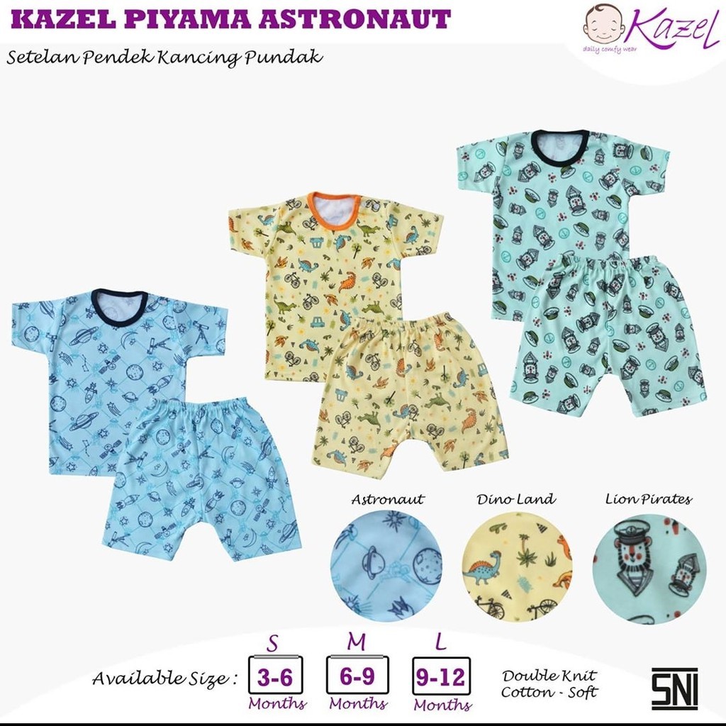 KAZEL PIYAMA ASTRONOT ISI 3PCS / KANCING PUNDAK - LENGAN PENDEK CELANA PENDEK / BAJU ANAK [ SNI ]