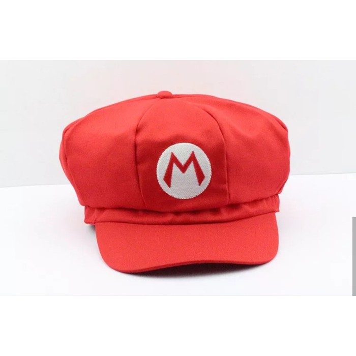 Topi Mario Bros Super Luigi Nintendo Game Cosplay Anime Cap Hat Merah Hijau Red Green Putih White