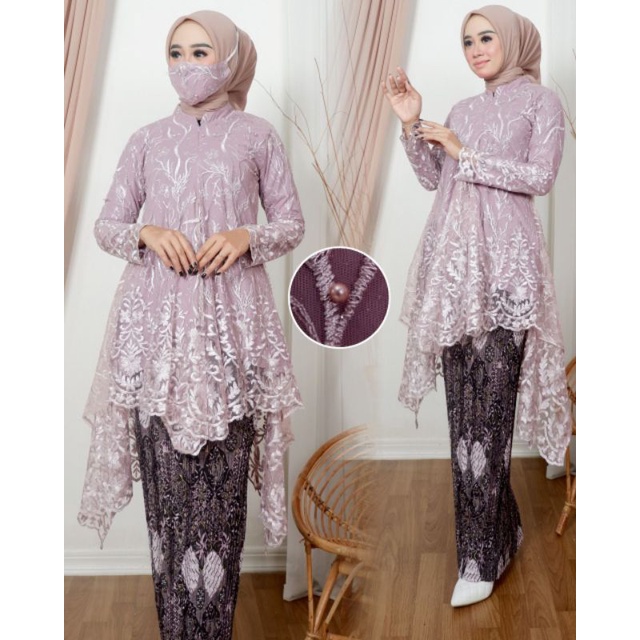TUNIK ARUMI TULLE | BAHAN TILLE BORDIR MUTIARA | KEBAYA MODERN | BAJU PESTA | BAJU WISUDA | KODE ADK