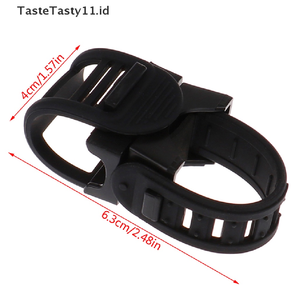 (TasteTasty) Klem Holder Lampu Depan Sepeda Bahan Karet Hitam Rotasi 360C