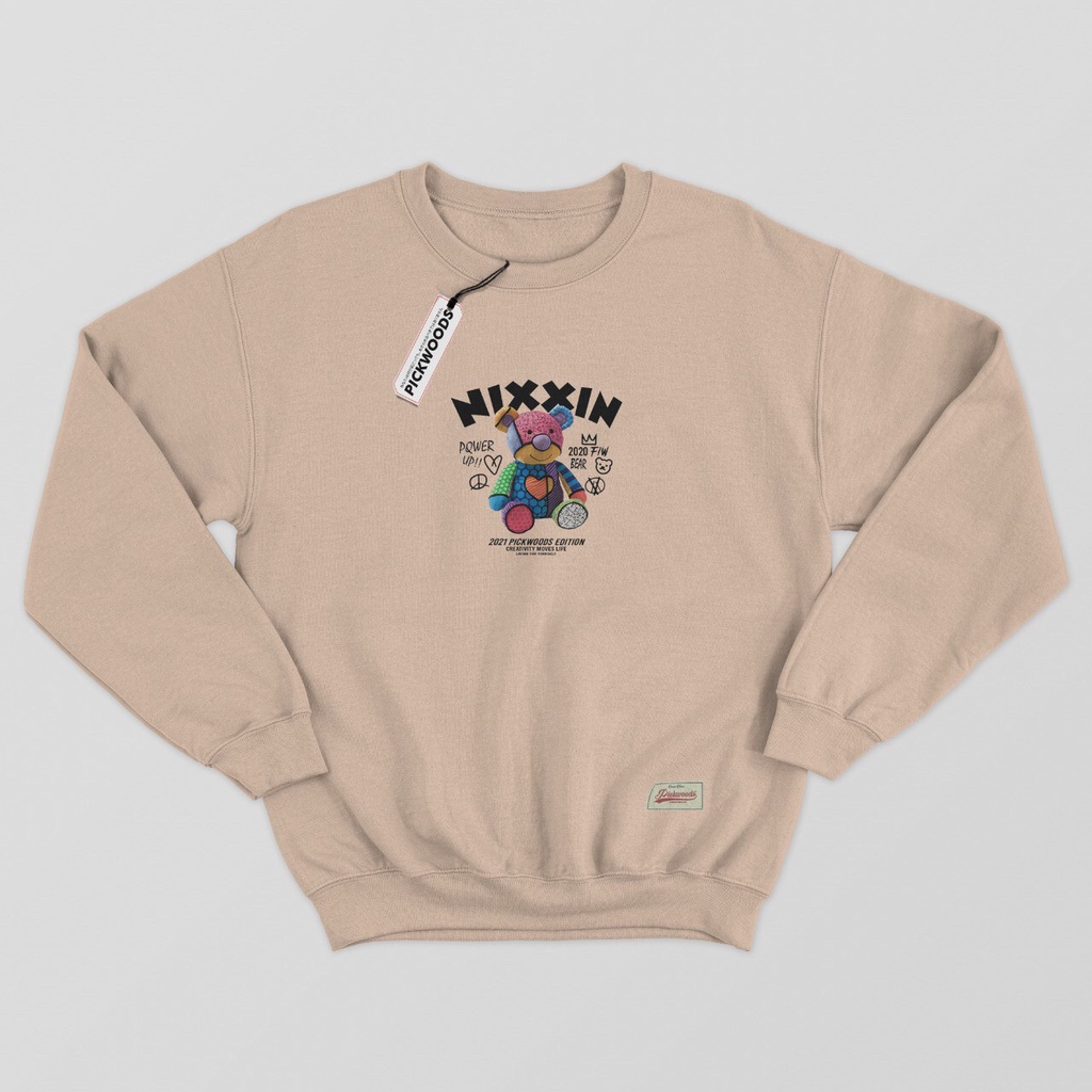 Crewneck Sweatshirt Putih NIXXIN BEAR Top Quality | Crewneck Pria Nixxin Bear