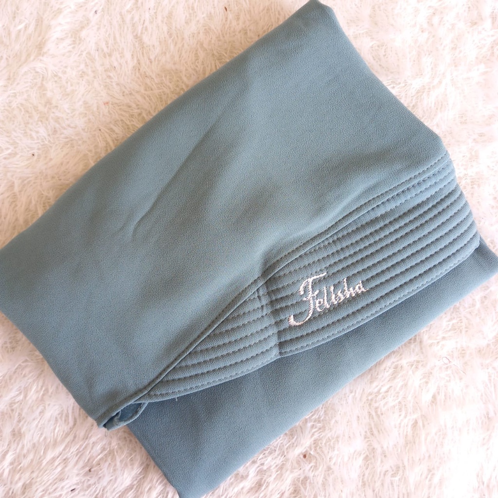 Jilbab Instan Ceruty 2 Layer Oval Jumbo Polos/Khimar Ceruty Sayana-Blue ice