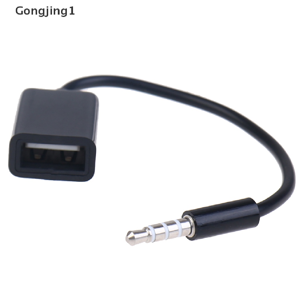 Gongjing1 Kabel Konverter Audio AUX 3.5mm Male Ke USB 2.0 Female Untuk MP3 Mobil