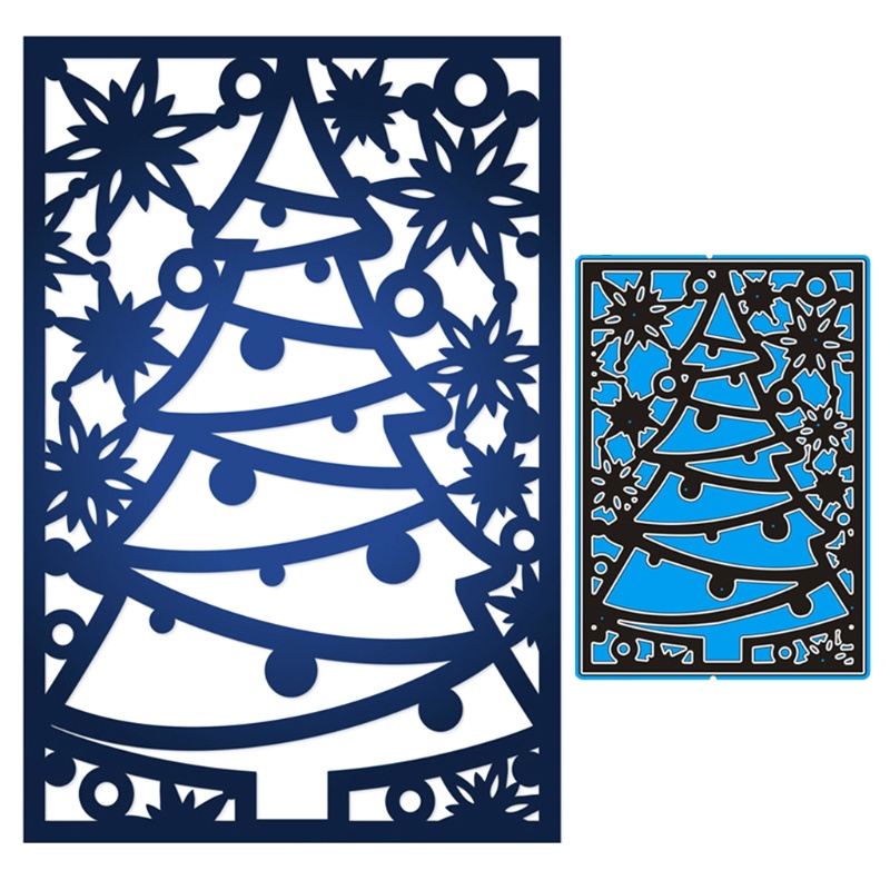 Cetakan Stensil Cutting Dies Motif Pohon Natal Bahan Metal Untuk Scrapbook / Craft DIY