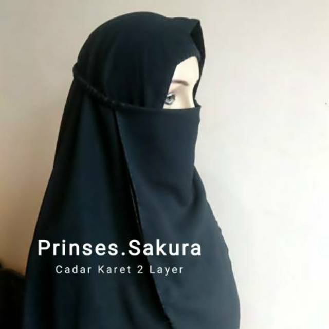 Niqab Cadar tali karet 2 layer