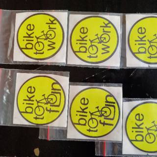  stiker  cutting bike  to work  bike  to fun gowes neon yellow 