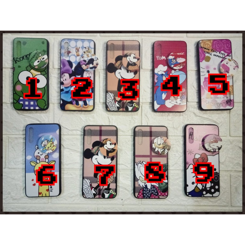 Case Pop Sockt SAMSUNG A30 S Motif kkartun lucu Keroppi, Mickey mouse, Hello kitty, Jerapah Lovely