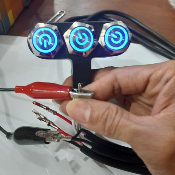 Saklar Saklar Switch Tombol Lampu Motor 22Mm 3 Tombol Besi